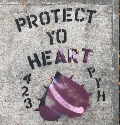 Protect-Yo-heart-Street Art Graphic-on-Sidewalk