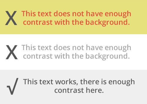 Text-Contrast-Example showing ADA compliance