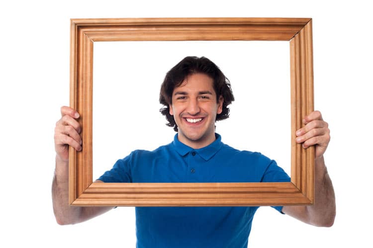 Man-in-Picture-Frame-Representing-A-Clear-Picture-of-Himself