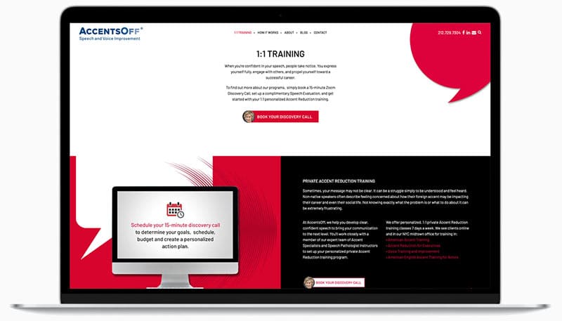 AccentsOff-Website-design-Accent-training-Page-on-laptop